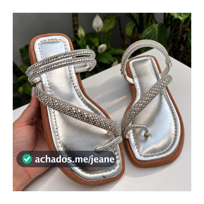Sandália Feminina Varella Flatform Pedraria Confortável Strass