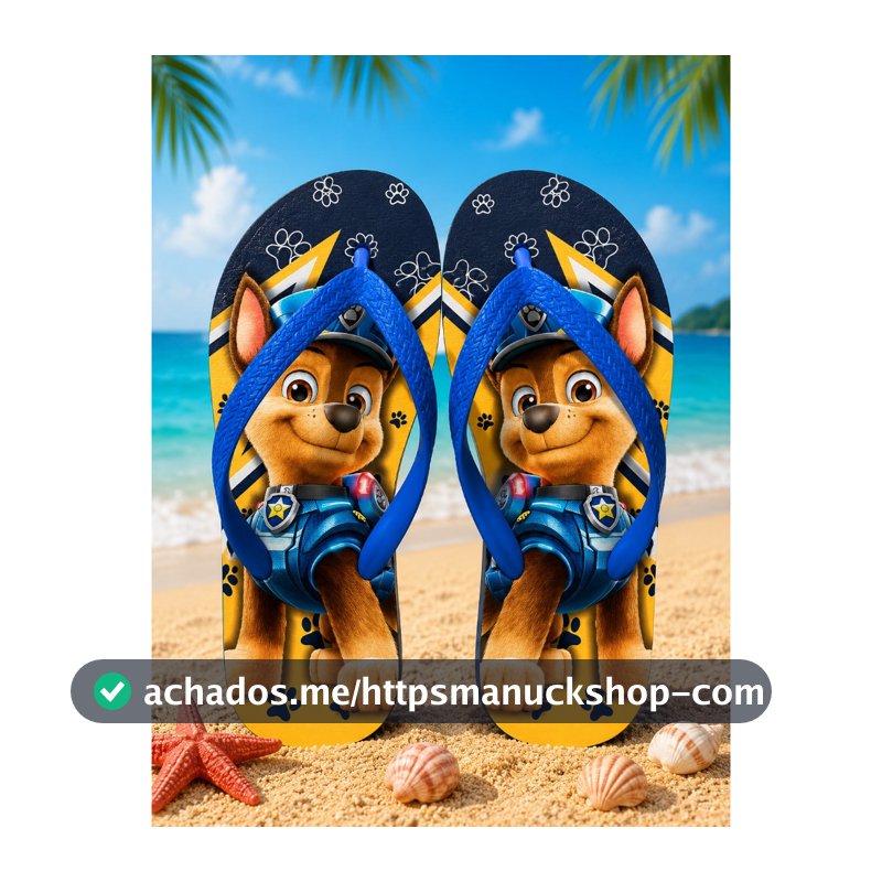Chinelo Patrulha Canina personalizada a  arte será com a imagem escolhida