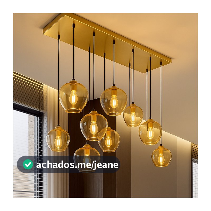 Lustre Pendente Luar Moderno Base 20x70 Sala Jantar V Cores estrutura dourado bivolt