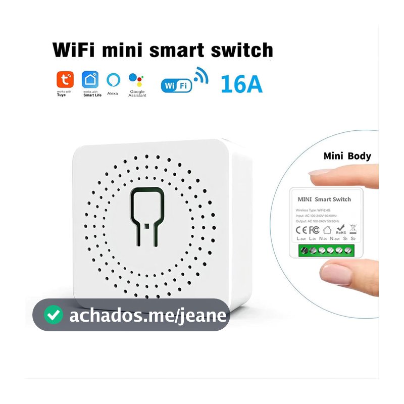 Módulo Interruptor Inteligente Tuya WiFi, Suporta Controle 1 canal, 100-240V, Funciona com Alexa, Google Home canaa yl