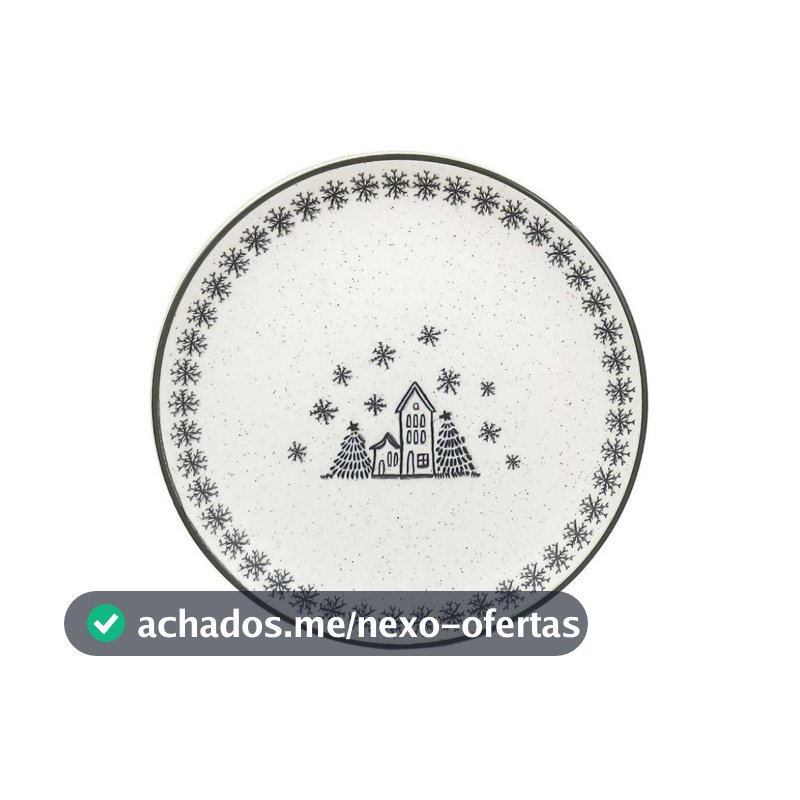 Prato Sobremesa Vilarejo de Natal 20cm Cerâmica Oxford