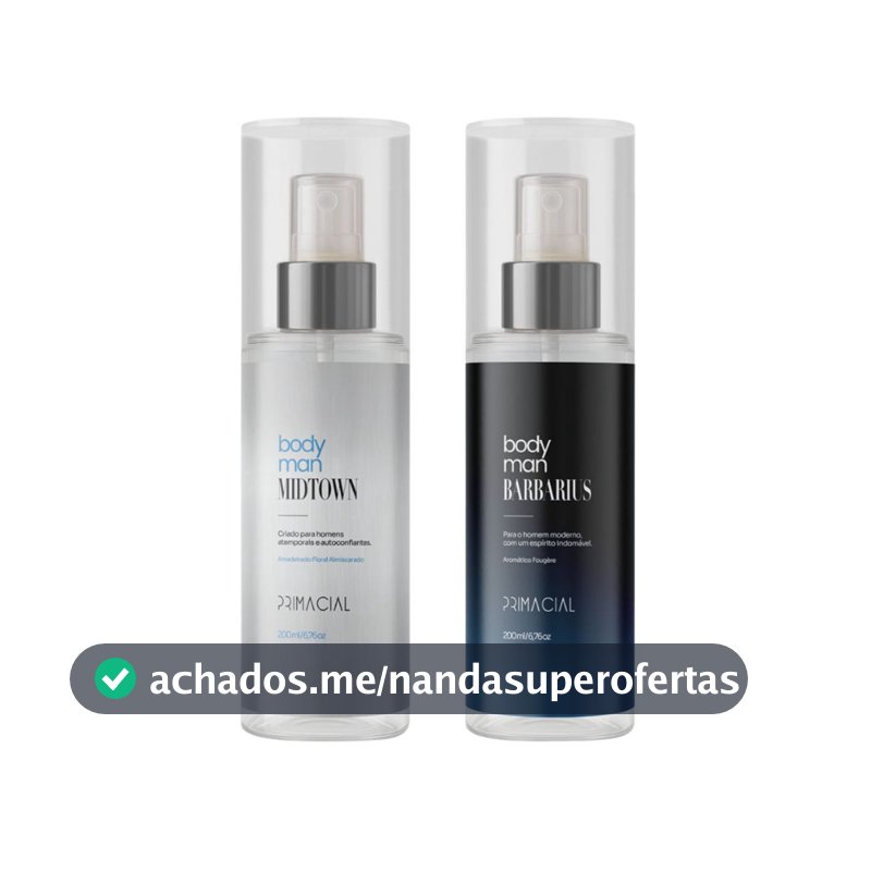 KIT BODY SPLASH MASCULINO BARBARIUS E MIDTOWN 200ML - PRIMACIAL PERFUME FRESCO AMADEIRADO