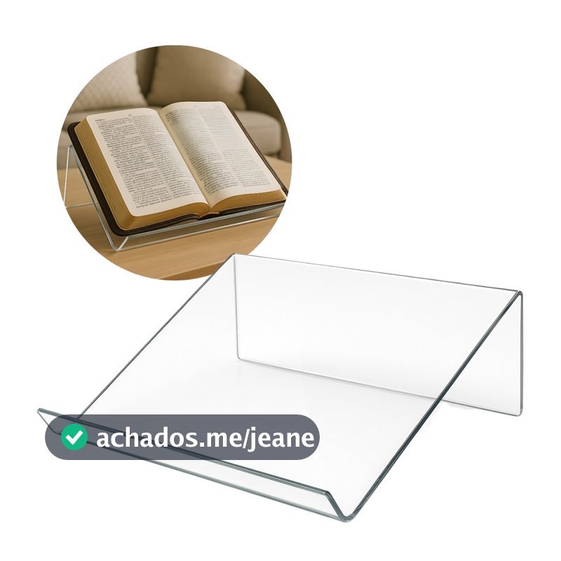 Suporte Porta Livro Biblia Leitura Aparador Estudo Decoração Acrílico Cristal Transparente Vidro