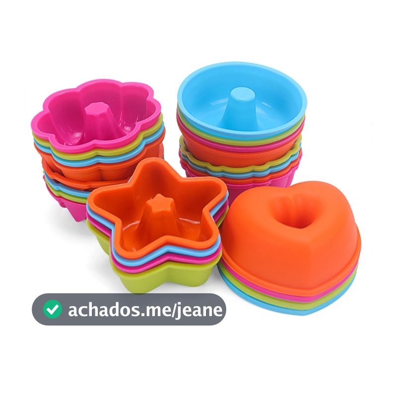 Formas de Silicone Coloridas Bolo Kit 6 Unidades Muffin Cupcake Pudim Donuts Forminhas Molde