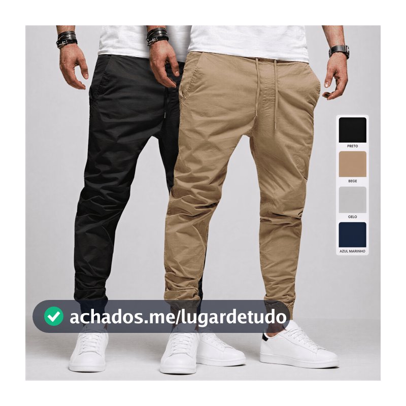 Calça Jogger Masculina Sarja Jeans 4 Bolsos Punho Elástico Cintura Ajustável Casual Streetwear Premium Outono Inverno