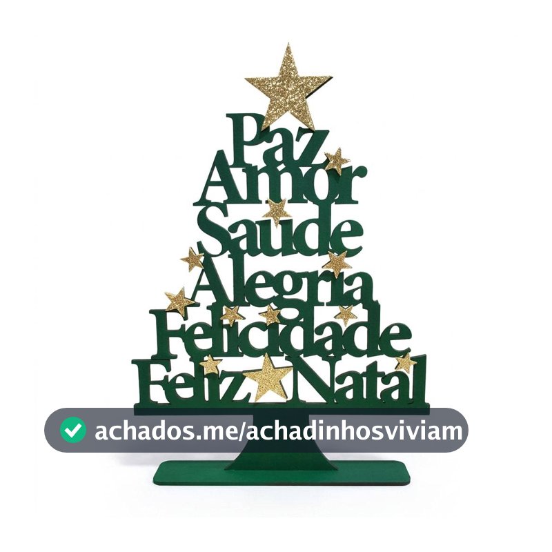 Árvore De Natal Decorativa MDF 33cm Com Glitter Enfeite Natalino Artesanal Mesa