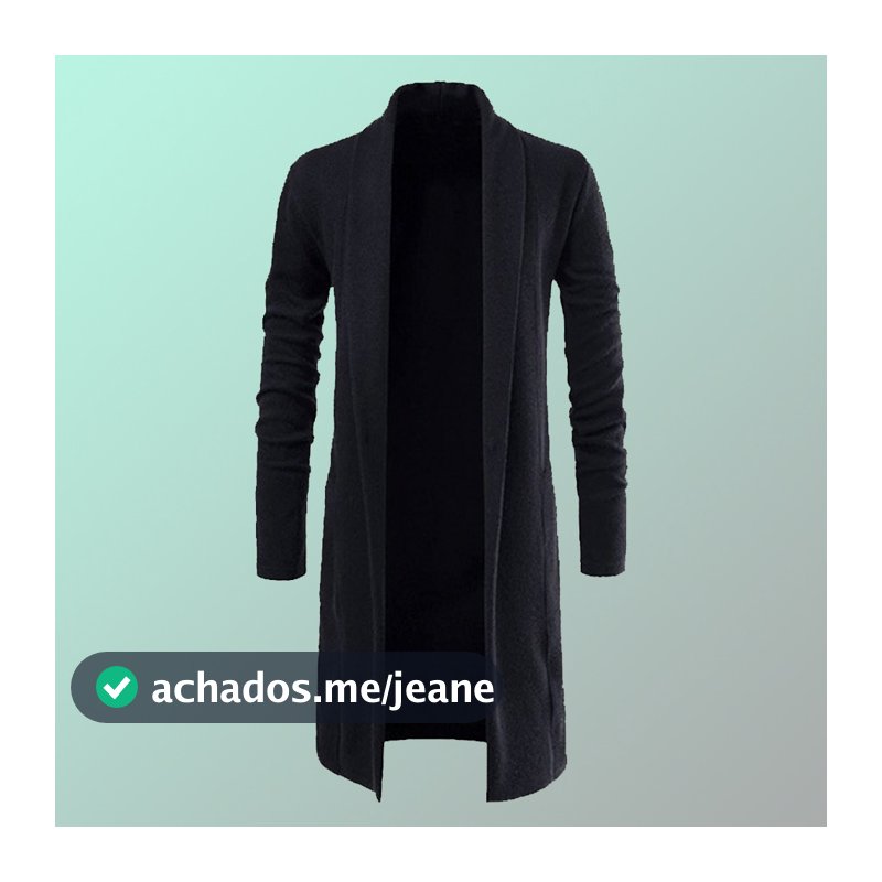 Cardigan Masculino Manga Longa Modelo Assimétrico