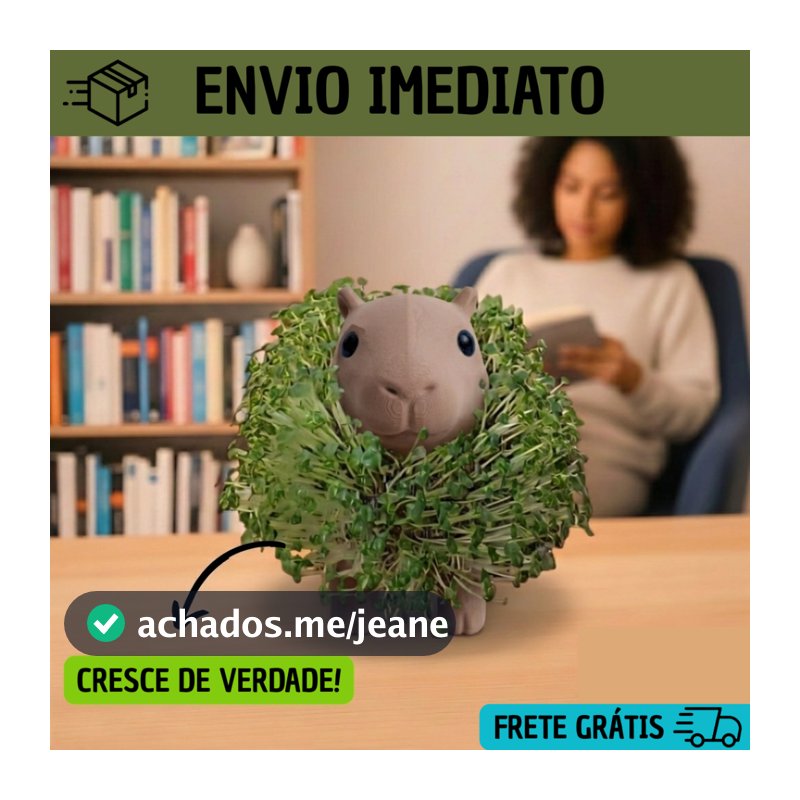 Kit Capivara com Pelo que Cresce – Planta Viva Decorativa, Educativa e Sustentável