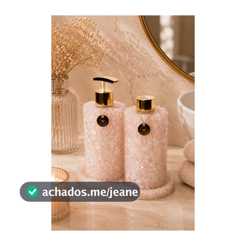 Kit Difusor + Saboneteira em Quartzo Rosa