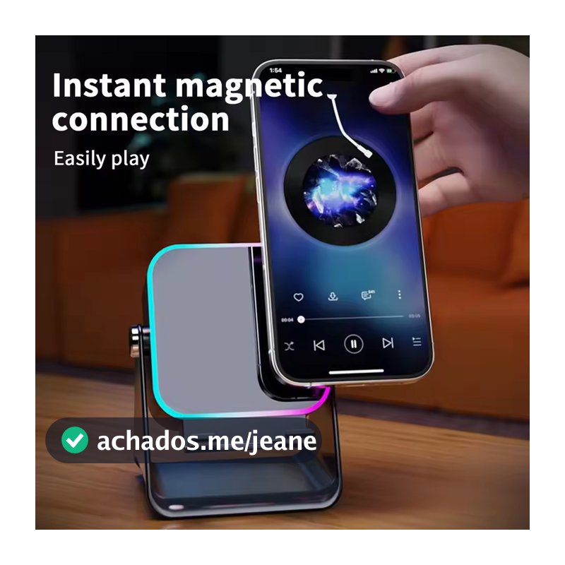 Alto-Falante De Indução Magnética Suporte Do Telefone Sem Fio Bluetooth Amplificador Portátil Mesa Com Luz RGB Super Bai
