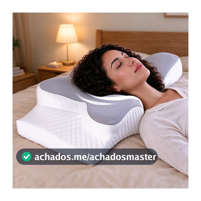 Travesseiro Ortopédico Cervical Borboleta Ergonômico Espuma Viscoelástica Alívio Dor Pescoço