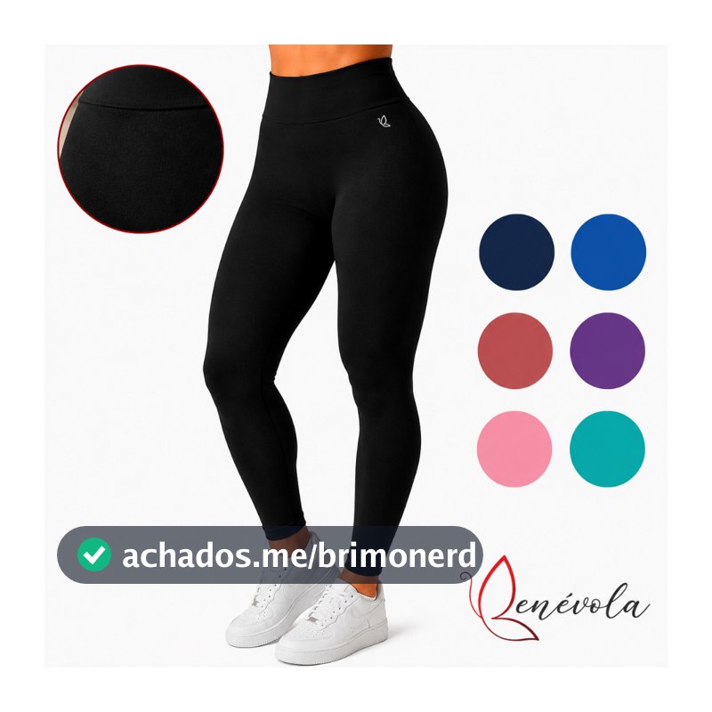 Calça Legging Feminina Benévola Poliamida Sem Costura Grossa Cintura Alta Zero Transparência Fitness