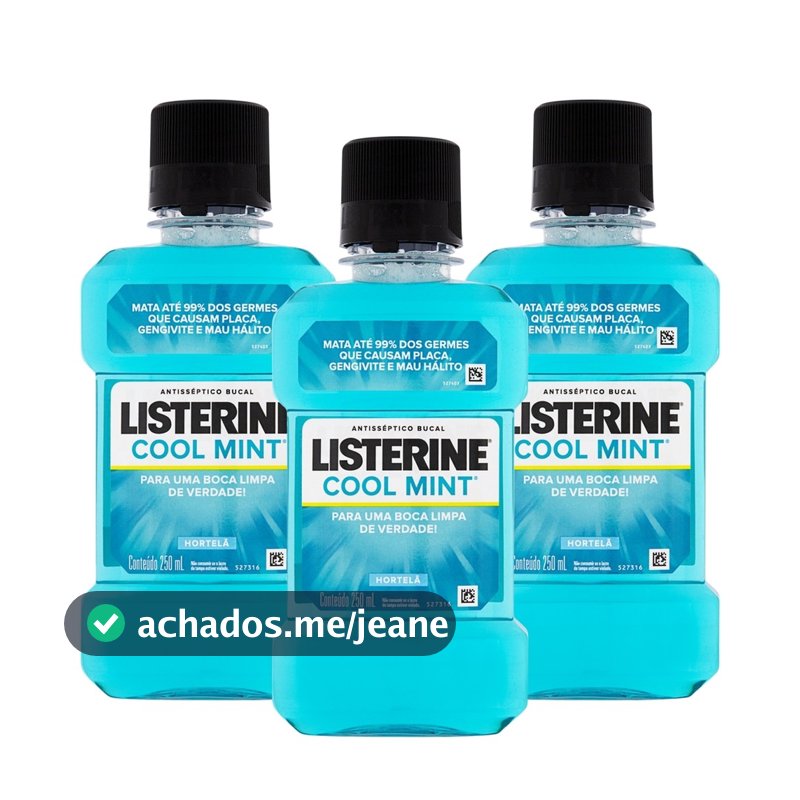 Kit 3 und Antisséptico Bucal Listerine Cool Mint 250ml
