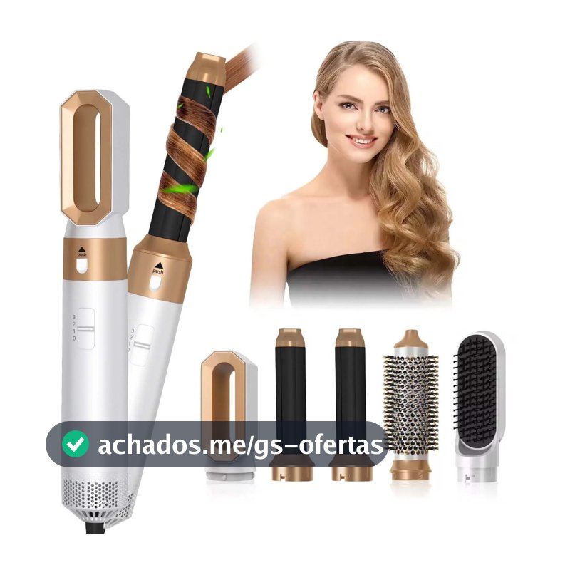 Escova Secadora 5 em 1 Modeladora Profissional Alisadora de Cabelo Anti Frizz INVICTUS