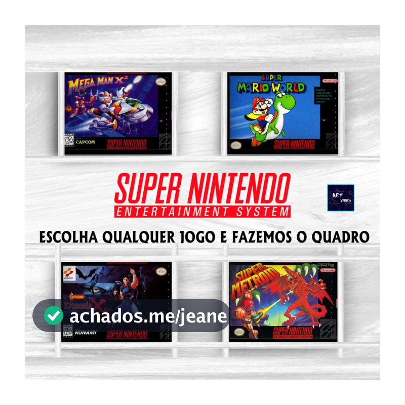 Kit Placas Decorativas Quadros Mario Super Nintendo Retro Games Videogame Console