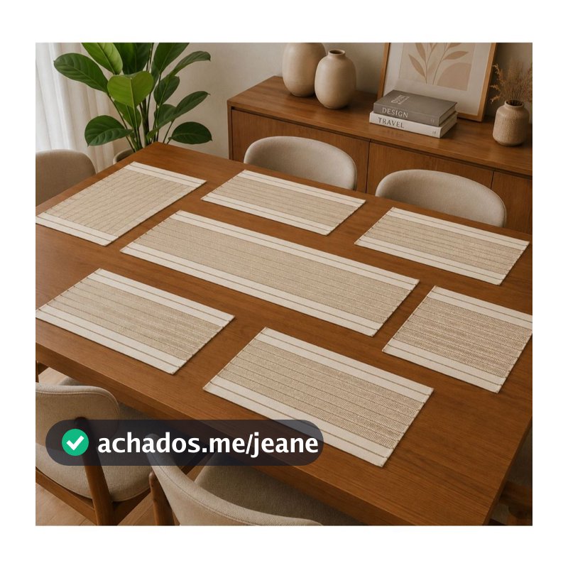 Jogo Americano Rústico 7 Peças Mesa Posta 6 Lugares + Caminho