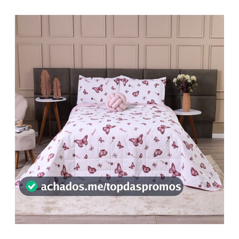 Kit Colcha Cobre Leito Casal Queen Dupla Face Elegance Algodão Percal 180 Fios 2,60m x 2,50m