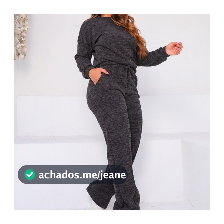 Conjunto Feminino Calça Com Bolsos E Blusa Manga Longa