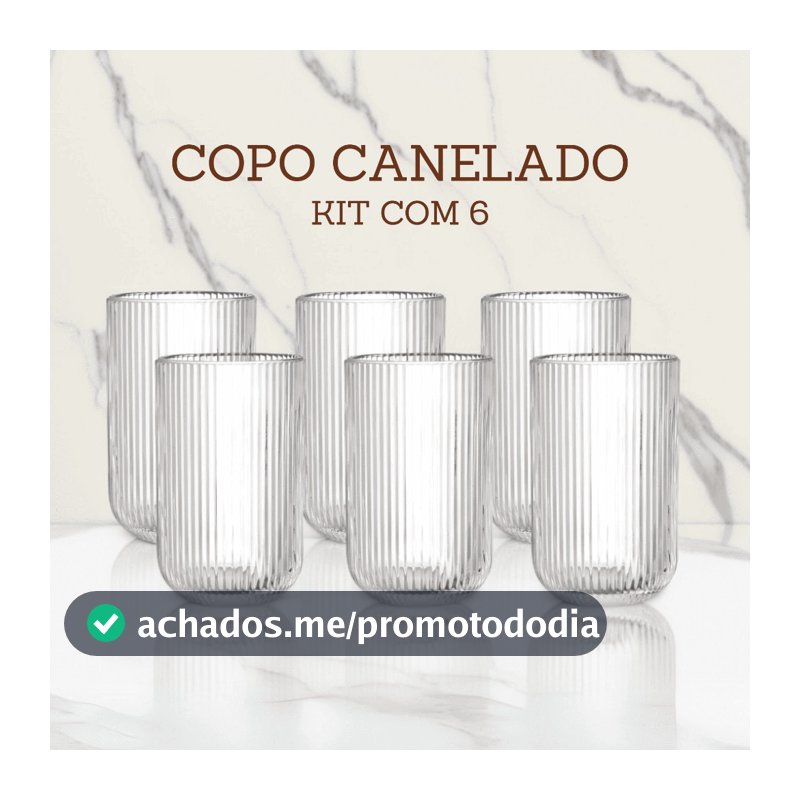 Jogo De Copos 6 Peças De Vidro Cameratta Canelado 420ml Suco Agua
