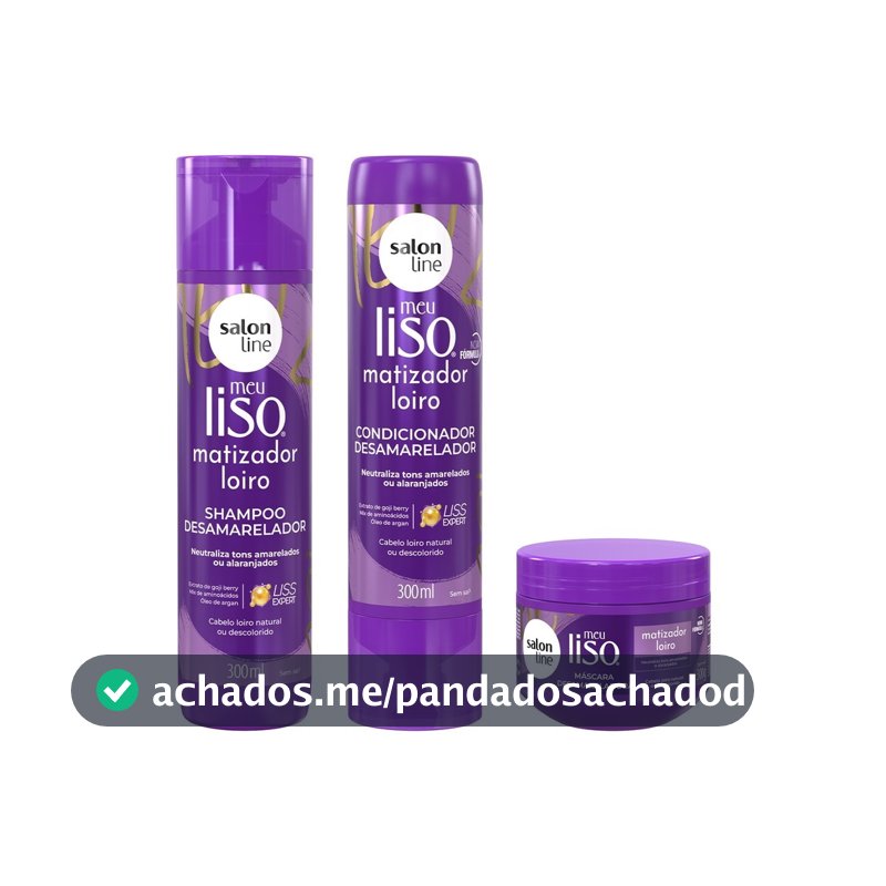 Combo Matizador Loiros Shampoo + Máscara + Condicionador Meu Liso Salon Line