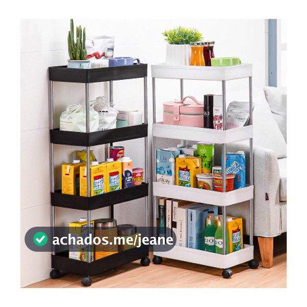 Armário Carrinho Organizador Multiuso Com 4 Camadas Com Rodinhas Cozinha Banheiro P M G ou Kit 3
