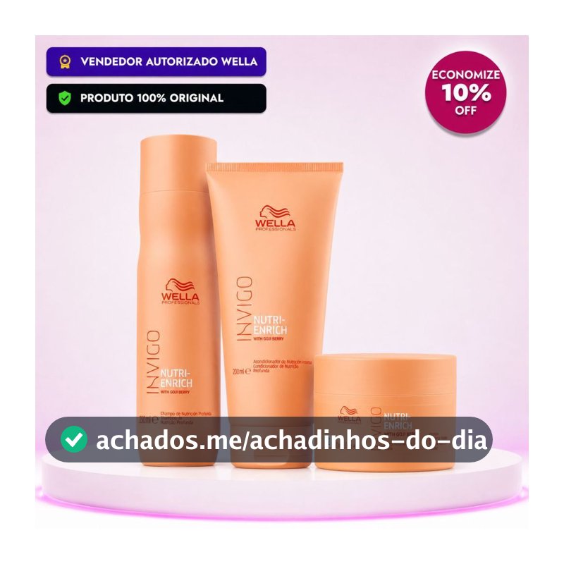 Kit Wella Invigo Nutri-Enrich Original | Shampoo 250ml + Condicionador 200ml + Máscara 150ml