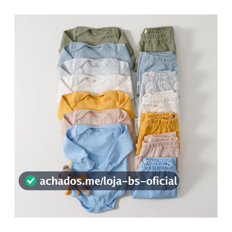 Kit Roupa De Bebe 4 Peças Canelado 2 Conjuntos Body Manga longa E Mijão Enxoval