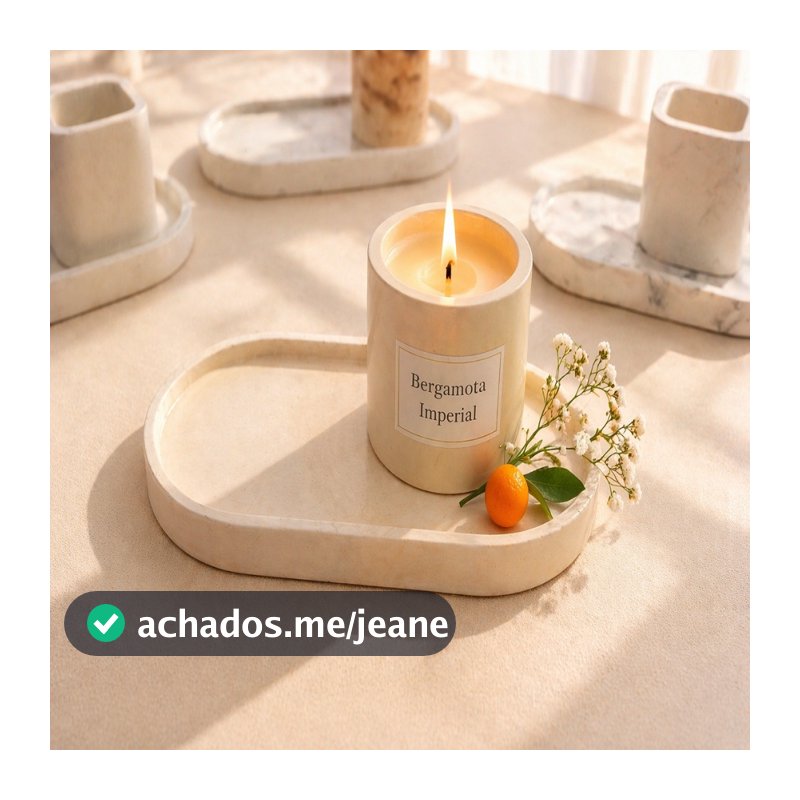 KIT VELAS AROMÁTICAS | 40g + Bandeja de Gesso - Aromas Bergamota, Chá Branco e  Baunilha