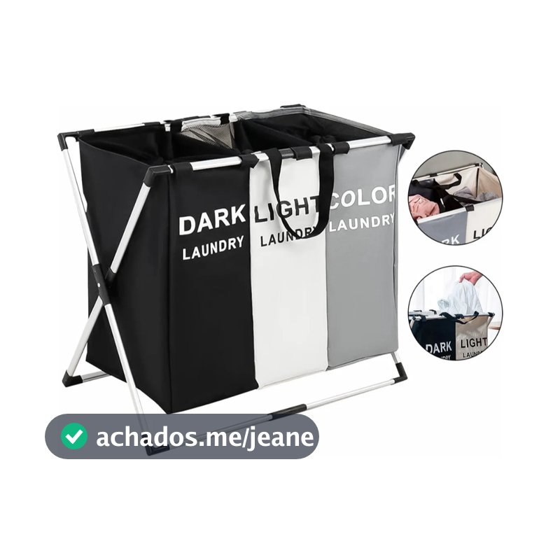 Cesto Roupa Suja 3 Divisórias Organizador
