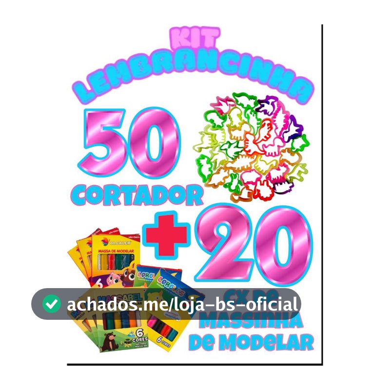 Kit 20 Caixinhas Massinha de Modelar + 50 Cortador Forminha Molde de Massinha Lembrancinha Prenda
