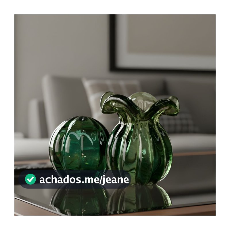 Kit 2 Peças Murano Artesanal Bola E Trouxinha Enfeite Centro De Mesa Sala Luxo Decoração Escritório