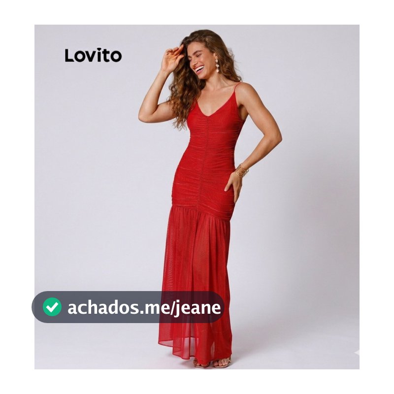 Lovito Vestido Feminino Longo em Tule com Franzidos DRB1351BRL1381