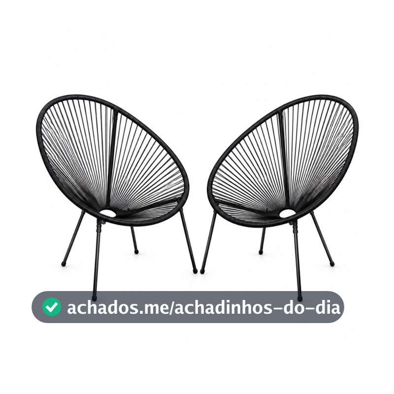 Kit 2 Cadeiras Acapulco Fio Fibra Sintética Área Externa Interna Varias Cores Vime Luxo Resistente Trançada Moderna