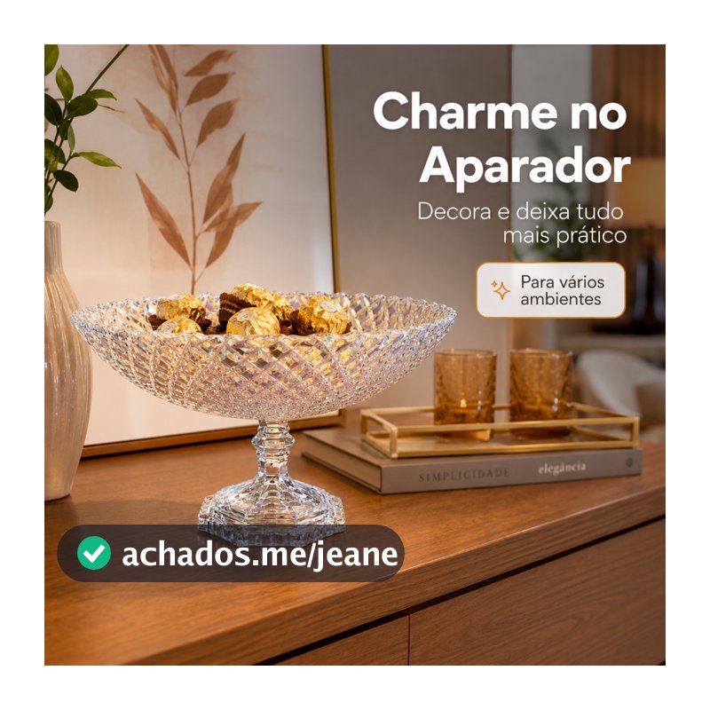 Fruteira de Mesa em Vidro com Pé Organização e Charme