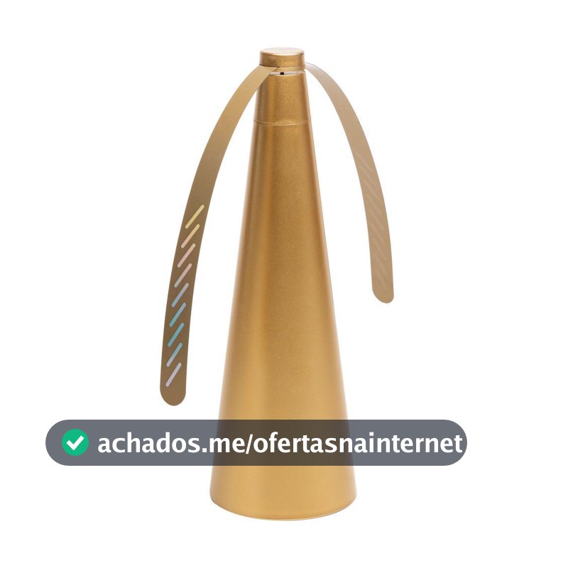 Ventilador Repelente Espanta Moscas de Mesa 24,5cm Lyor Dourado a Pilha Afasta Insetos da Comida Churrasco Festa Cozinha