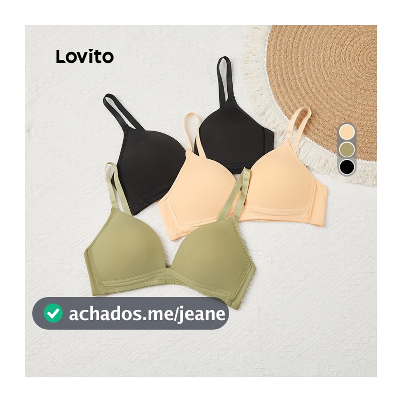 Lovito Casual Sutiãs Push-up Sem Costura Respiráveis Bojo Grande Não Removível Bralette Para Mulheres L233L080