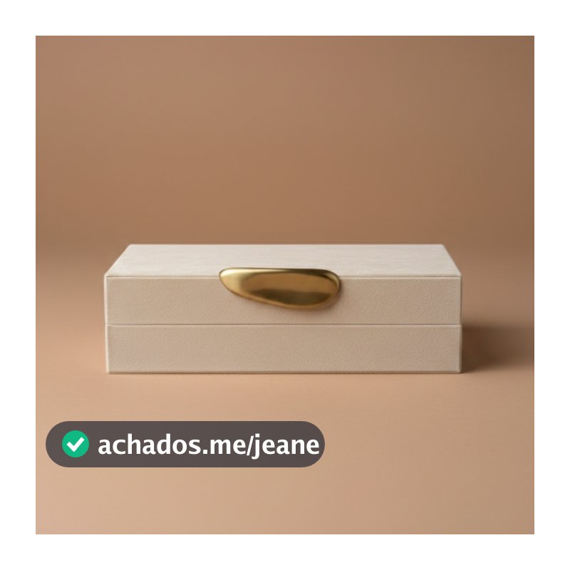 Caixa Decorativa Veludo Branco Marfim em MDF e PU 26x12,5x7,5cm Escritório, Consultório, Sala, Organização e Decoração