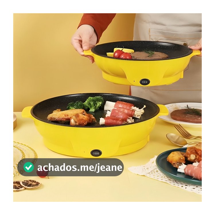 Frigideira Elétrica Antiaderente Grill Portátil 110V 220V Panela Elétrica Chapa Grill para Cozinha