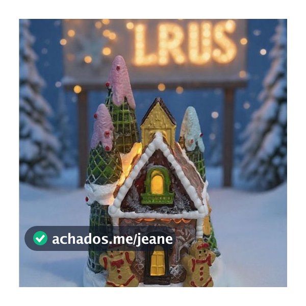 Enfeite Natal Natalino LED Casinhas Vila Natalina Resina 8cm x 8cm x 9cm Decoração Enfeite Cenário Premium