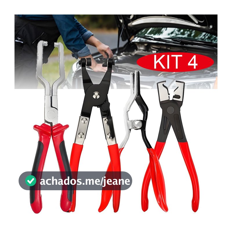 KIT 4 Alicate Removedor Travas Fixadoras, Grampos, Forração, Clips, Forro De Teto E Portas, Assoalho Carro
