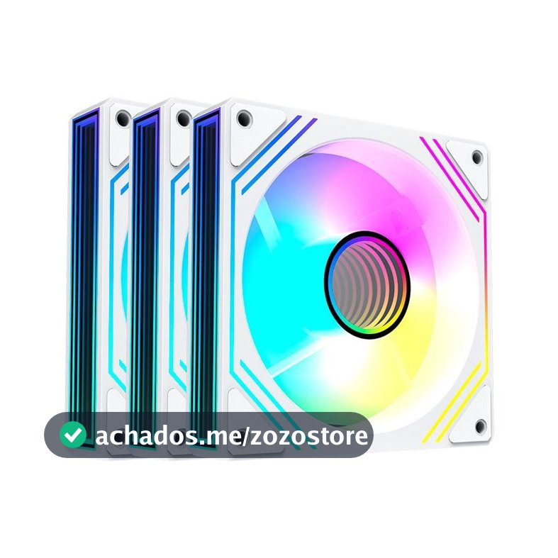 Kit Ventoinhas Acegeek Neon, ARGB, 3x120mm, Branco, AG-NEON3X1-WH