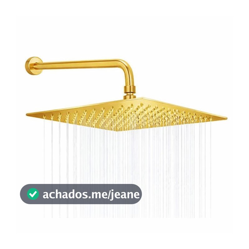 DUCHA CHUVEIRO ARTICULADO DOURADA 20x20 INOX QUADRADO