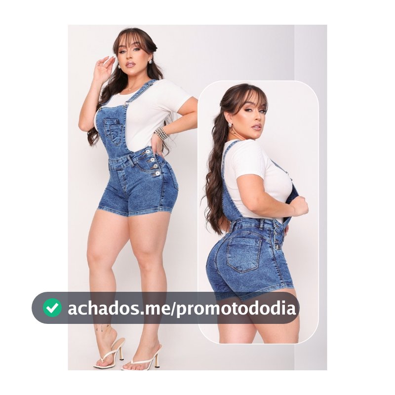 Jardineira Macaquinho Jeans Feminina Curta Alta Qualidade
