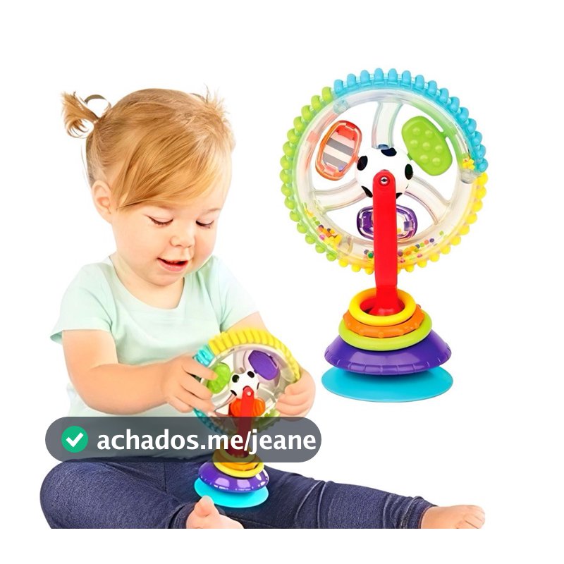 Brinquedo Roda Gigante Rotativa Sensorial Macia de 3 Cores com Ventosa Baby Educational Toy Fashional