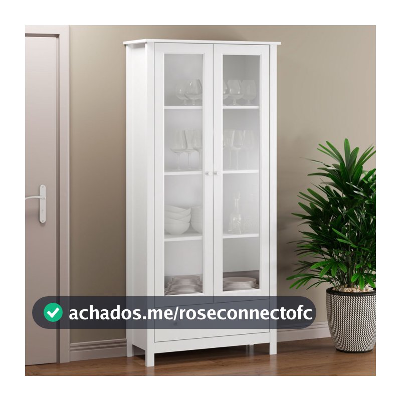 Cristaleira 2 Portas 1 Gaveta Ditália E-954 Branco