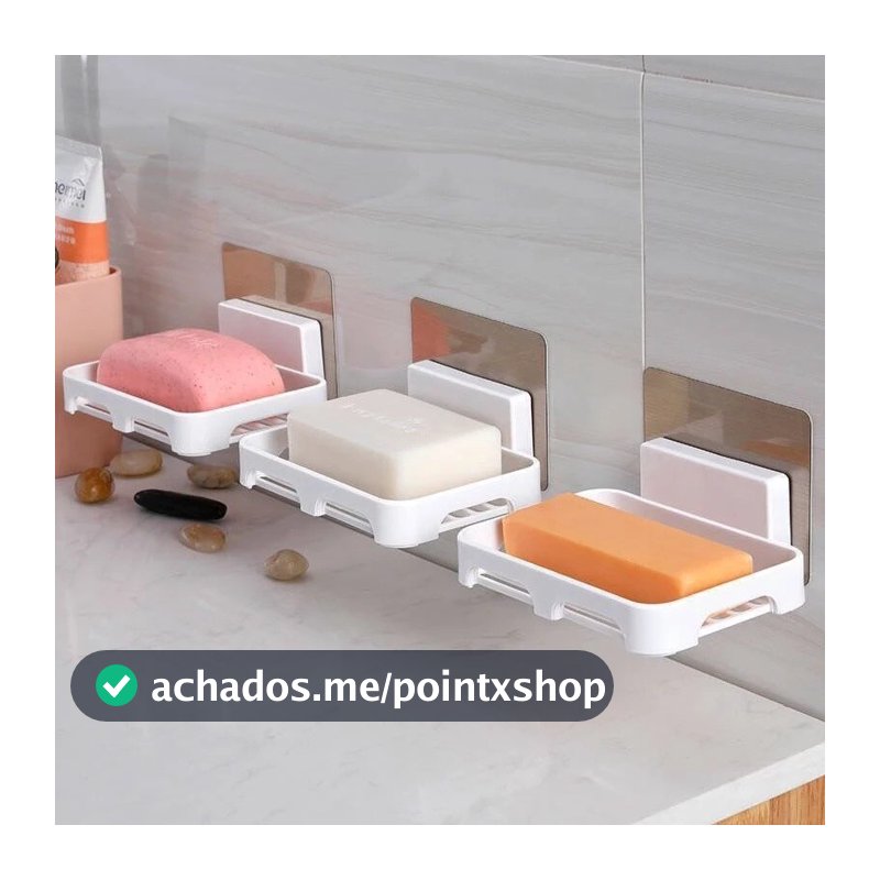 Kit de 1 até 3 Saboneteira Sabonete Com Suporte Adesivo Sem Fura Parede