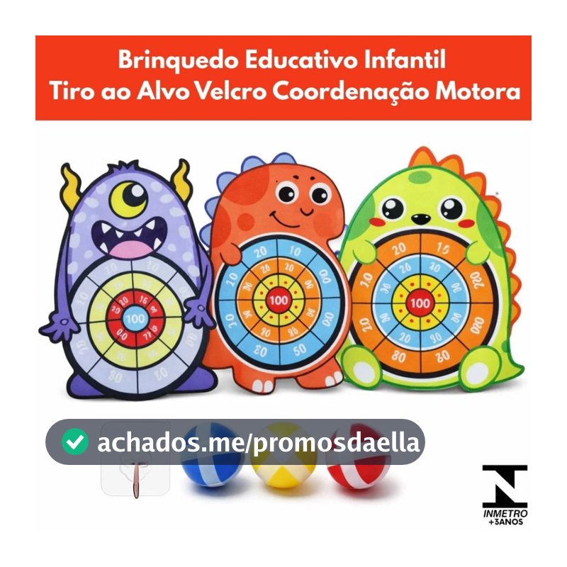 Brinquedo Educativo Infantil Tiro ao Alvo Velcro Coordenação Motora Criança