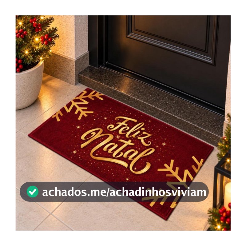 Tapete Natalino para Porta de Entrada 40x60cm Emborrachado Antiderrapante Feliz Natal Decoração Natalina Papai Noel