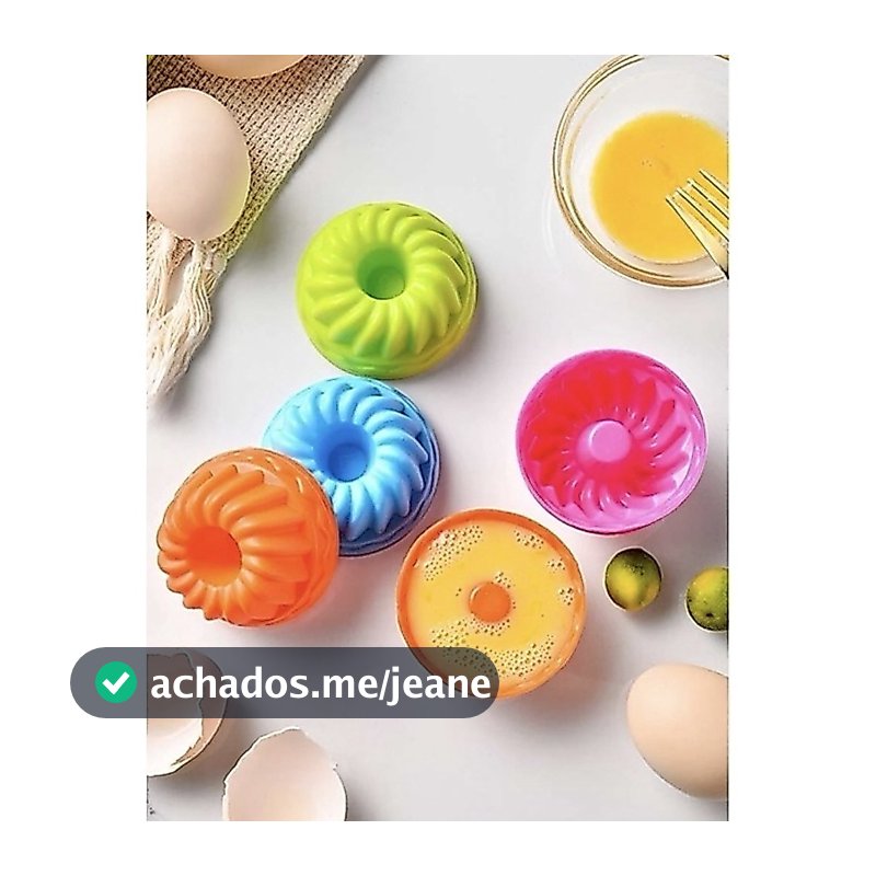 Kit 12 Forminhas 7x4.5x3.5 cm de Silicone Mini Pudim Bolo Forma Assadeira Redonda Antiaderente Torta Cupcake