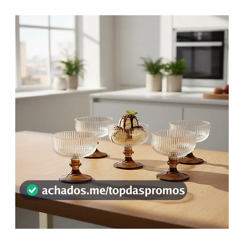 Kit 6 Tacas De Sobremesa Caneladas 320 Ml Duo Color